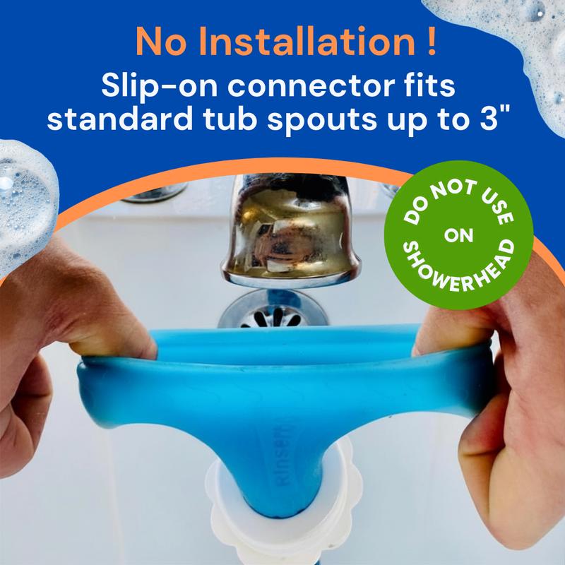 Slip-On Pet Tub Hose- 10 Foot No-Install Hose with Spray Head