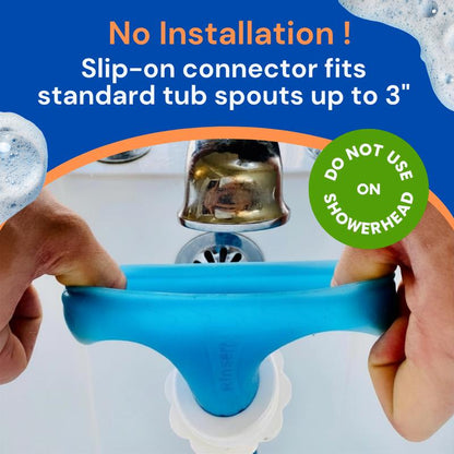 Slip-On Pet Tub Hose- 10 Foot No-Install Hose with Spray Head