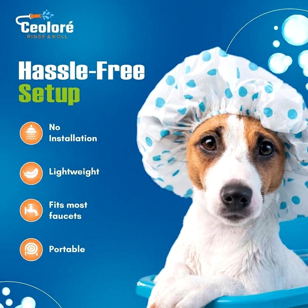 Slip-On Pet Tub Hose- 10 Foot No-Install Hose with Spray Head