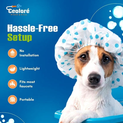 Slip-On Pet Tub Hose- 10 Foot No-Install Hose with Spray Head