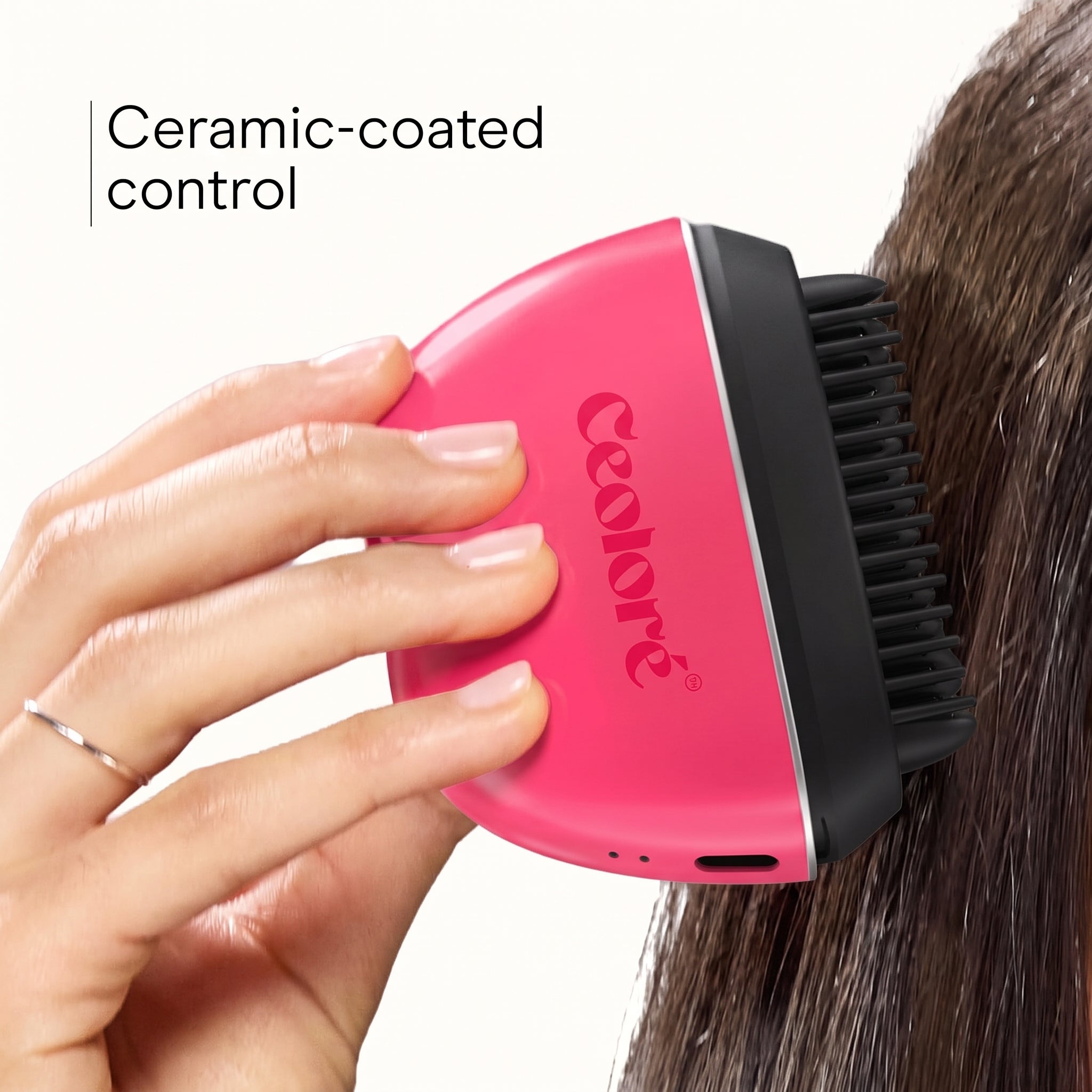 Portable Frizz Control Styling Brush for Shine, 2 Heat Settings up to 360°F