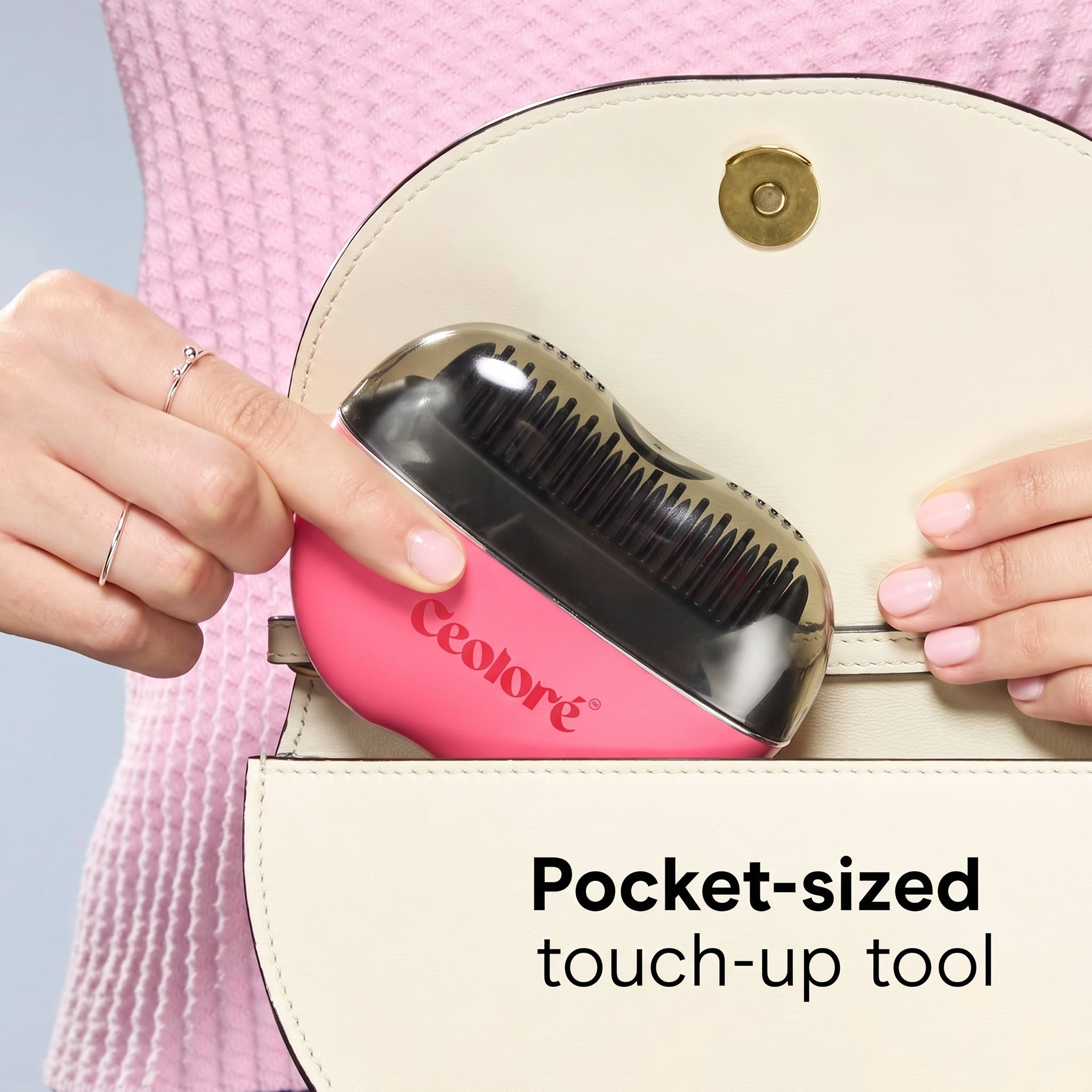 Portable Frizz Control Styling Brush for Shine, 2 Heat Settings up to 360°F