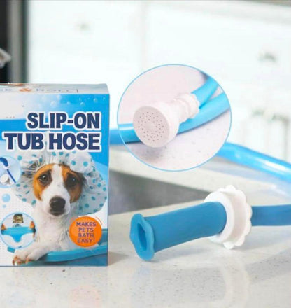 Slip-On Pet Tub Hose- 10 Foot No-Install Hose with Spray Head